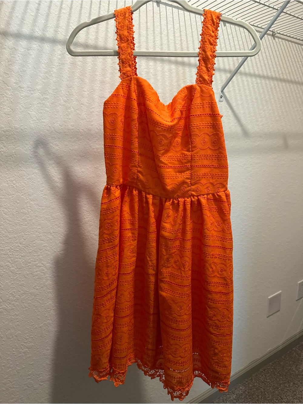 MOTF Bright Orange Eyelet Midi Sundress